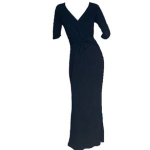 Ann Taylor Va Va Voom Sexy LBD Long Maxi Black Jersey Dress
